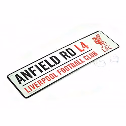Liverpool F.C. Official Metal Hanging Street Sign Wall Plaque in White, Red and Black