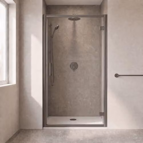 Balterley Hinged Shower Door in Silver with 6mm Clear Toughened Safety Glass, W/D/H: 90 x 30.6 x 190 cm – 2