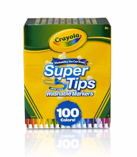 Crayola Super Tips Washable Markers, 100 Count, Multicolour