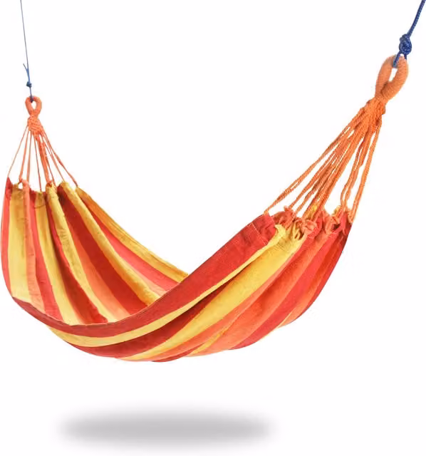 Primrose Single Hammock with Travel Bag and Fittings in Orange and Multicolour