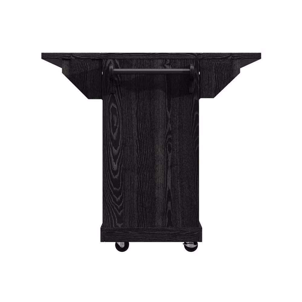 Merax Black Kitchen Island Trolley with Double Drop Leaf and Wine Rack, W/D/H: 142.5 x 80 x 95 cm – 5