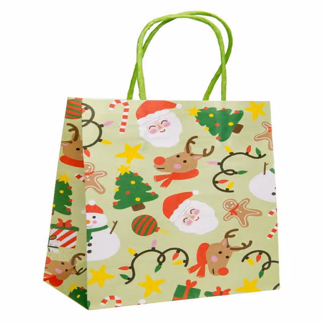 LG-Imports Pack of 12 White and Multicolour Christmas Paper Gift Bags for Children
