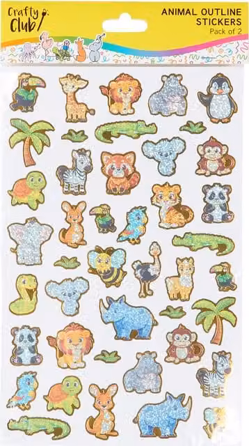 Crafty Club Animal Outline Paper Stickers in Multicolour, Gold and Blue