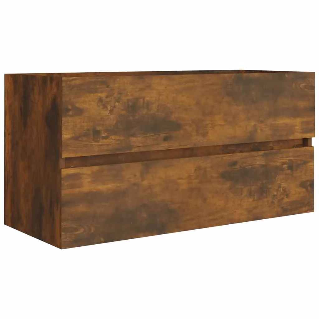 Berkfield Home Smoked Oak Sink Cabinet in Brown, W/D/H: 90 x 38.5 x 45 cm – 2