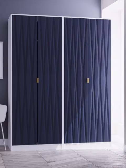 Ready Assembled 2 U Dallas Quad Wardrobe in Dark Blue and Gold – 1