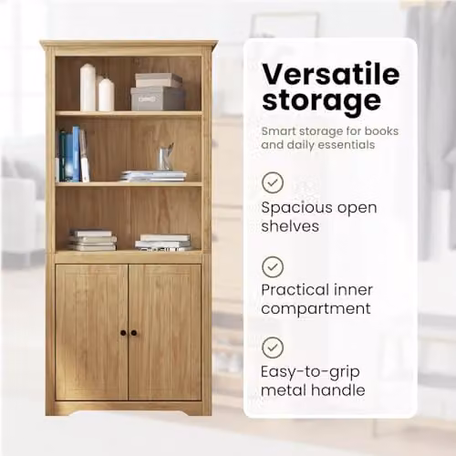 vidaXL BODO 3-Tier Modern Bookcase in Brown, W/D/H: 82 x 40 x 173 cm – 3