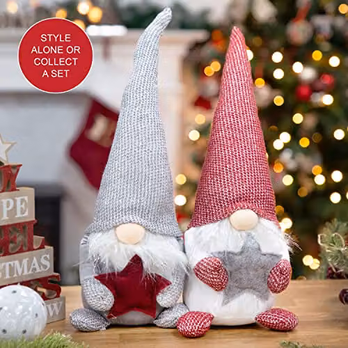 The Christmas Workshop Felt Gnome Ornament in White, Red and Grey – 3