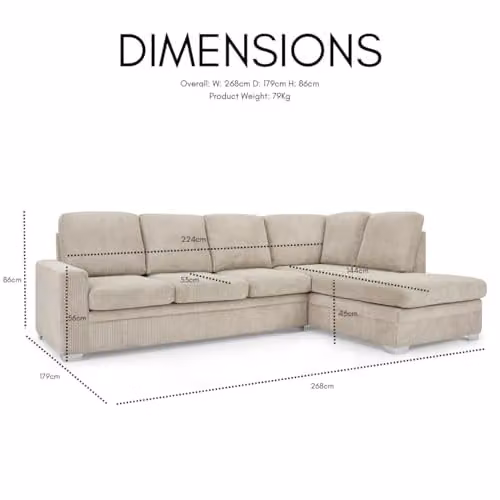 Home Detail Alcott Left-Hand Facing Corner Sofa in Brown and Beige Cord Fabric – 2