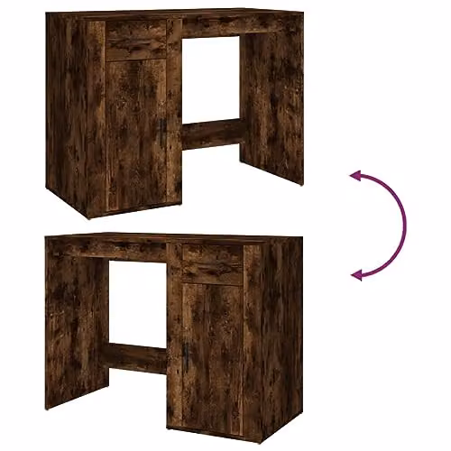 vidaXL Modern Writing Desk in Smoked Oak, W/D/H: 100 x 49 x 75 cm – 8