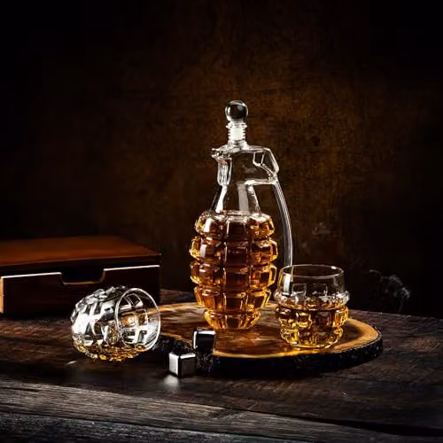 Bar Bespoke Grenade Glass Decanter Set with Stopper, Transparent – 2