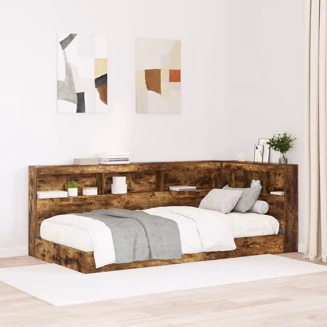 Berkfield Home Storage Headboard with Integrated Shelf in Smoked Oak Brown, Width: 80 cm – 1