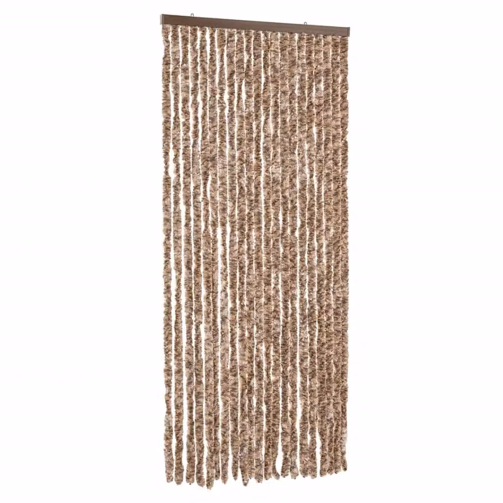 Berkfield Home Chenille Fly Curtain in Beige and Brown, W/H: 90 x 220 cm – 2