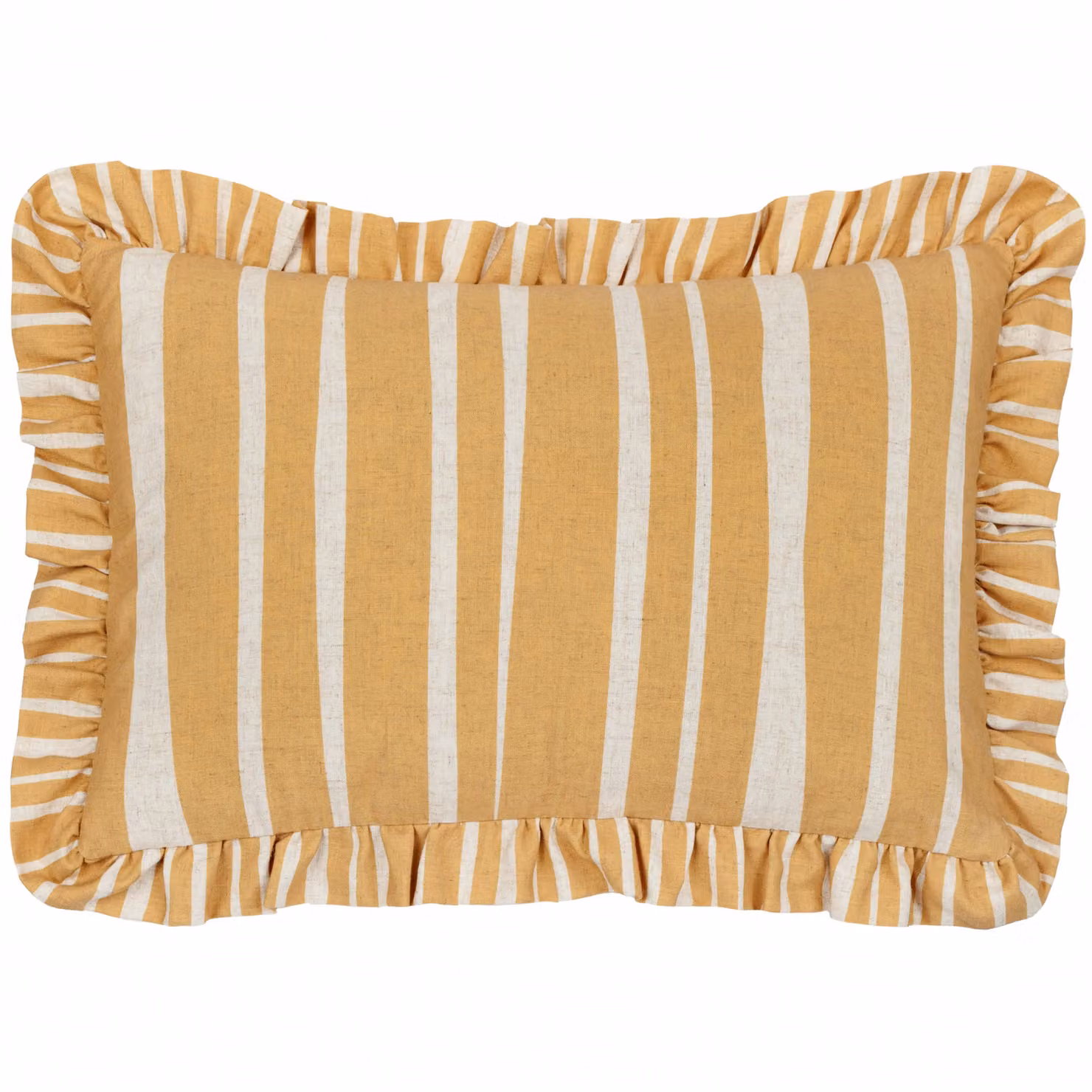 Furn Carmon Stripe Ruffle Cushion in Yellow, W: 60 cm, H: 40 cm – 2