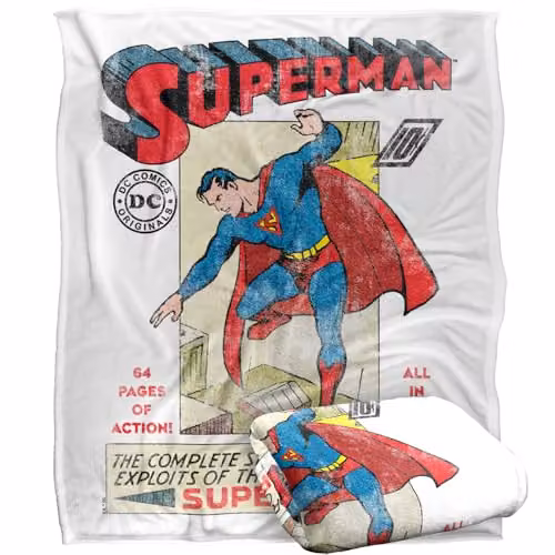 Warner Bros. Superman Old School Flight Super Soft Fleece Throw Blanket, Multicolour, W: 152 cm, D: 127 cm – 1