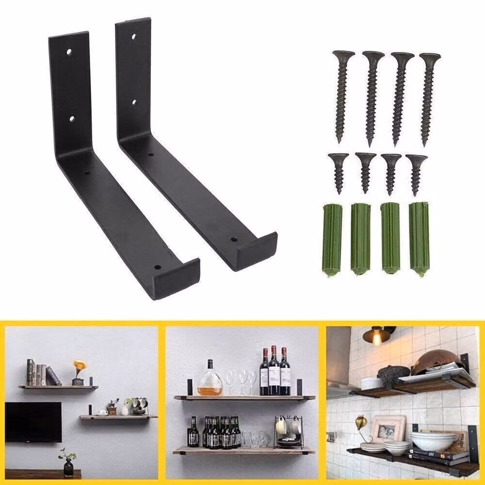 PAWNORA 4 Pack Heavy Duty Solid Steel Shelf Brackets in Matt Black – 3