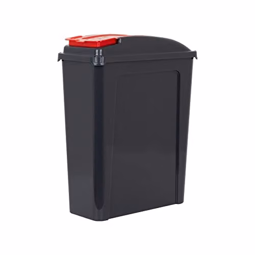 Wham 3 Piece Recycle It 25L Plastic Bins with Flip Lids in Grey with Red, Green and Yellow Lids – 2