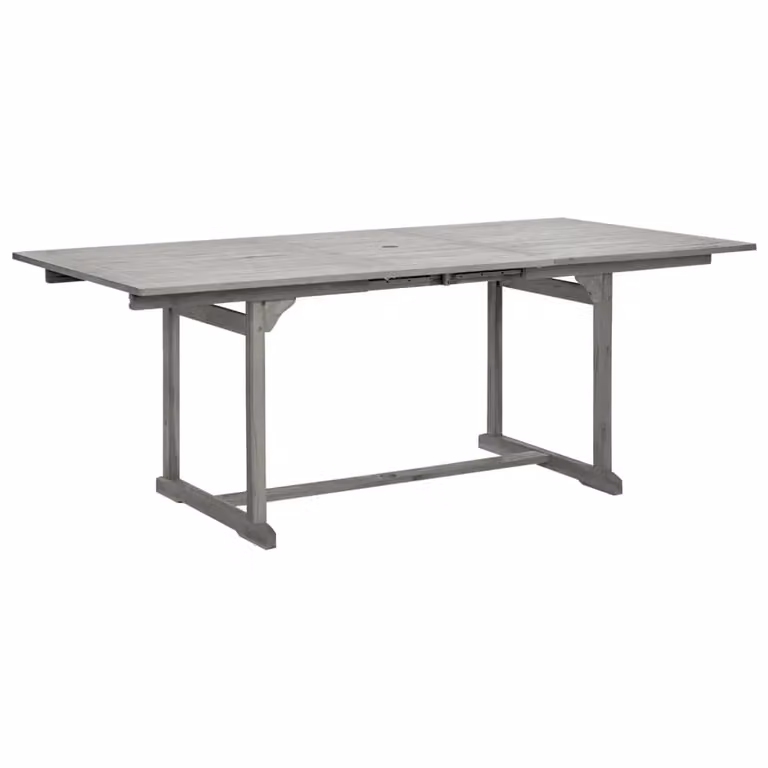 Berkfield Home Rustic Solid Acacia Wood Garden Dining Table in Grey, W/D/H: 150-200 x 100 x 75 cm