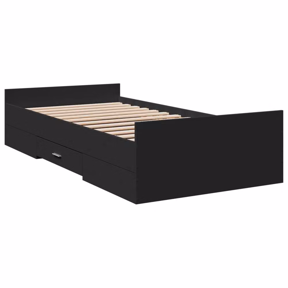 Berkfield Home Small Single Bed Frame with Drawers, Black, W: 75 cm, L: 190 cm – 3