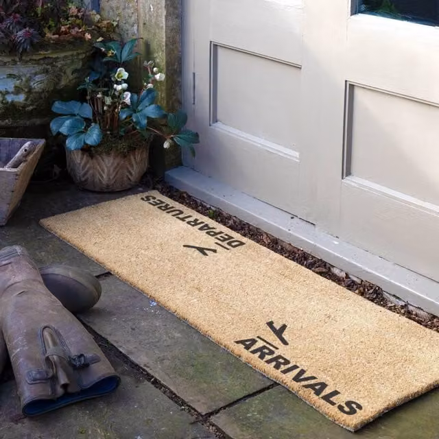 Artsy Mats Arrivals Departures Coir Doormat in Brown, W/D: 120 x 40 cm