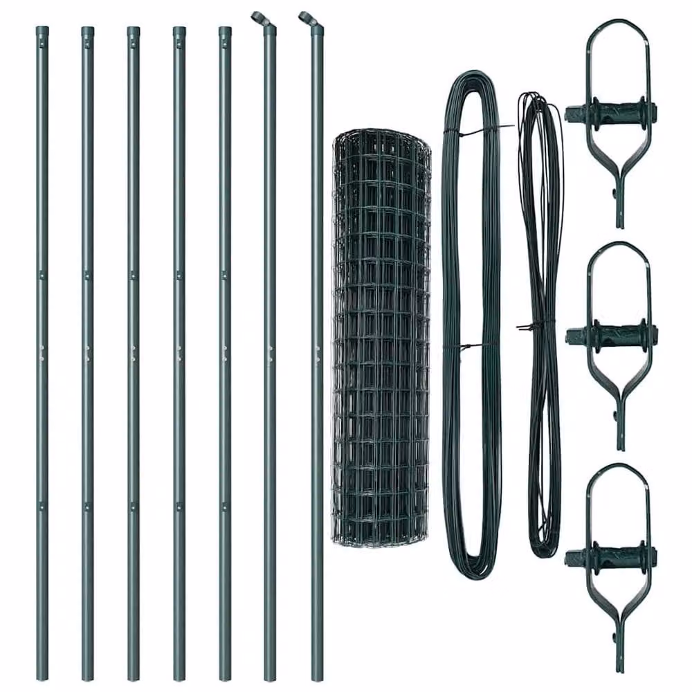 Berkfield Home Green Euro Fence with 7 Posts, Galvanised Steel, W: 10 m, H: 1.2 m – 4