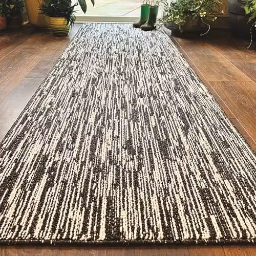 My Mat Charcoal Grey Broken Stripe Stain Resistant Non-Slip Runner, W: 67 cm, L: 200 cm – 2