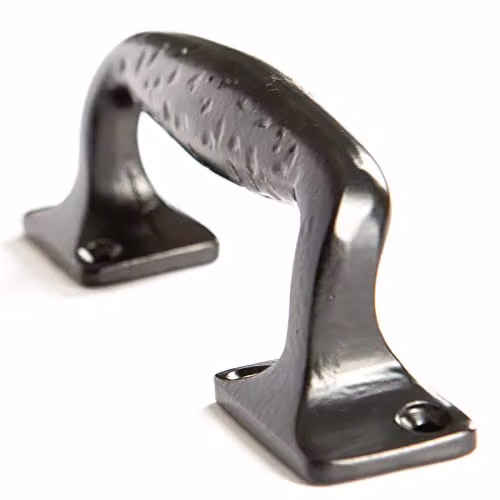 Hammer and Tongs Forged Iron Barn Door Handle, Matt Black, Pack of 2, Height: 150 mm – 2
