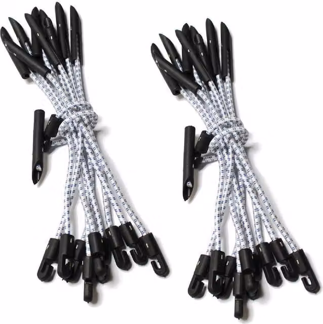 True Products Elasticated Bungee Cord Toggle Ties, White, Pack of 20