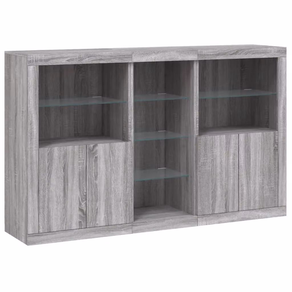 Berkfield Home Modern Sideboard with LED Lights in Grey Sonoma, W: 162 cm, D: 37 cm, H: 100 cm – 3