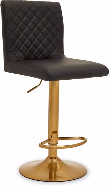 Orsina Black Swivel Bar Stool with Geometric Synthetic Leather Seat and Metal Base – 1