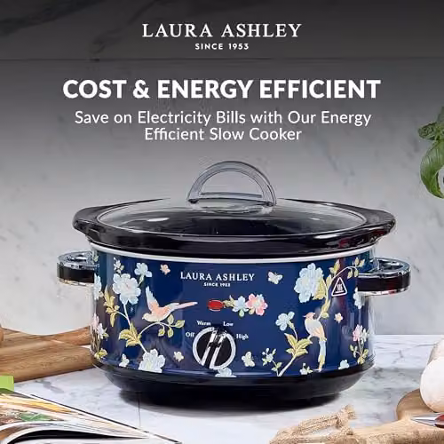 Laura Ashley Elveden Blue and Multicolour Large Slow Cooker, 6.5L – 3