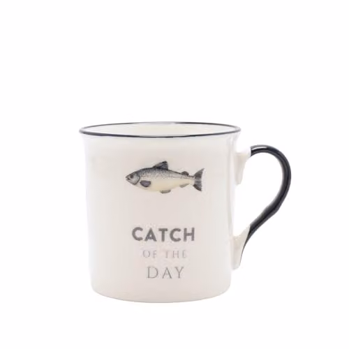 Widdop and Co Harvey Makin Hobbies Fishing Mug in White and Black