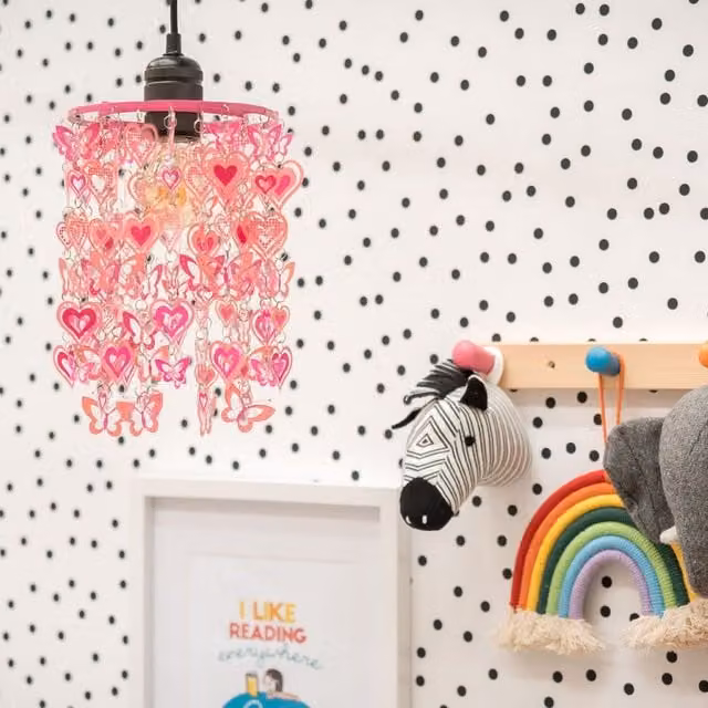 ValueLights Pink Droplet Childrens Ceiling Pendant Light Shade