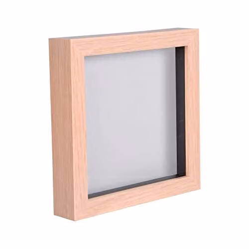 Nicola Spring 3D Shadow Box Photo Frame, White and Brown, W/D/H: 15 x 15 x 3.5 cm