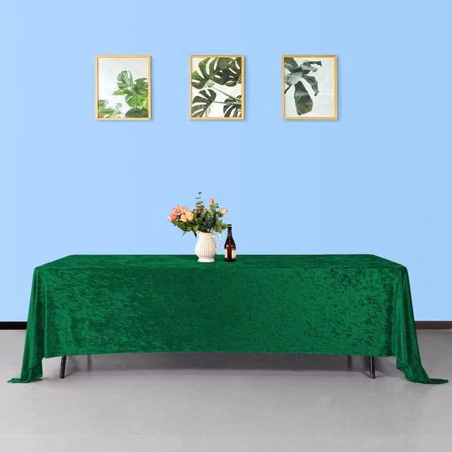 Trimming Shop Emerald Green Crushed Velvet Rectangular Tablecloth, Length: 366 cm