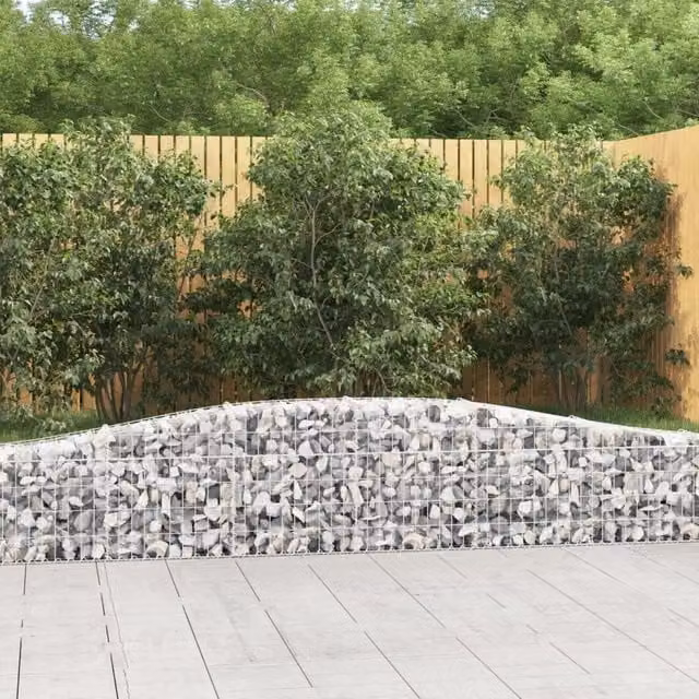 Berkfield Home Arched Gabion Baskets, 3 Piece Set, Silver Galvanised Steel, W: 400 cm, D: 30 cm, H: 40-60 cm – 1