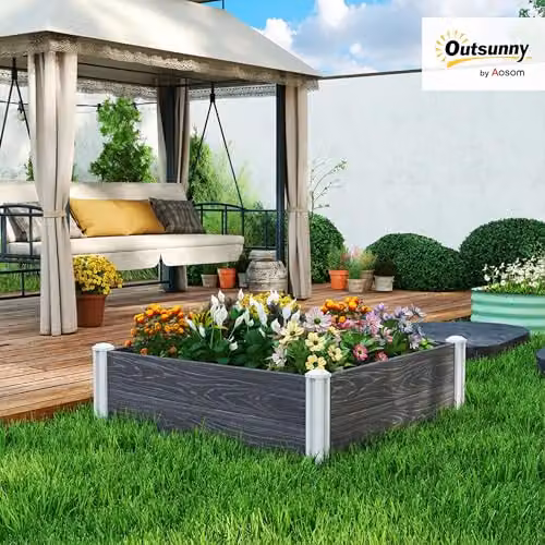 Outsunny Grey Plastic WPC Raised Garden Bed for Vegetable, Herb and Ornamental Gardens – 2