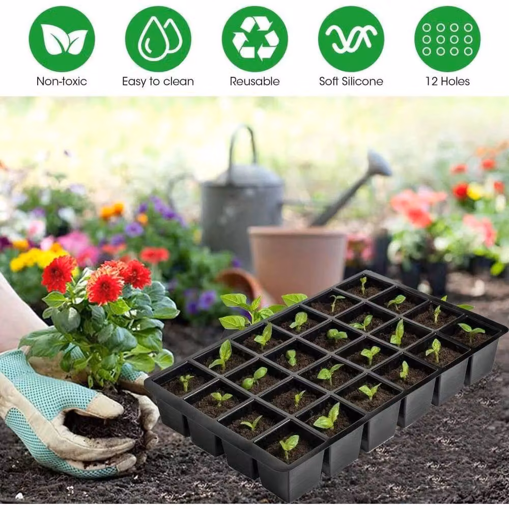 NESTLUNE 3-Piece Black 72-Cell Full Size Seed Tray Inserts for Plant Germination and Bedding – 4