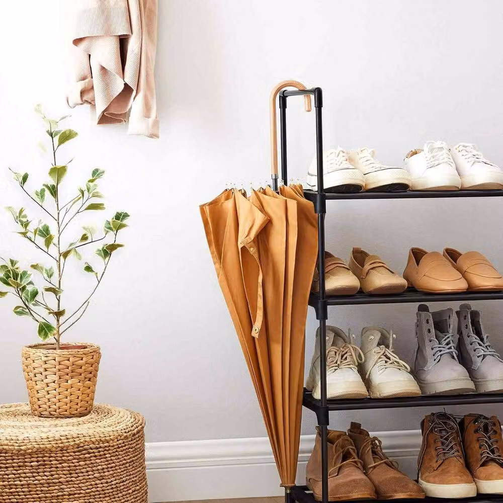 The Bazaarist 5 Tier Stackable Metal Shoe Rack with Adjustable Shelves, Black – 4