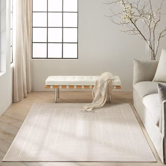 The Rug Shop UK Cream and Ivory Modern Abstract Polyester Area Rug, W: 160 cm, D: 220 cm – 1