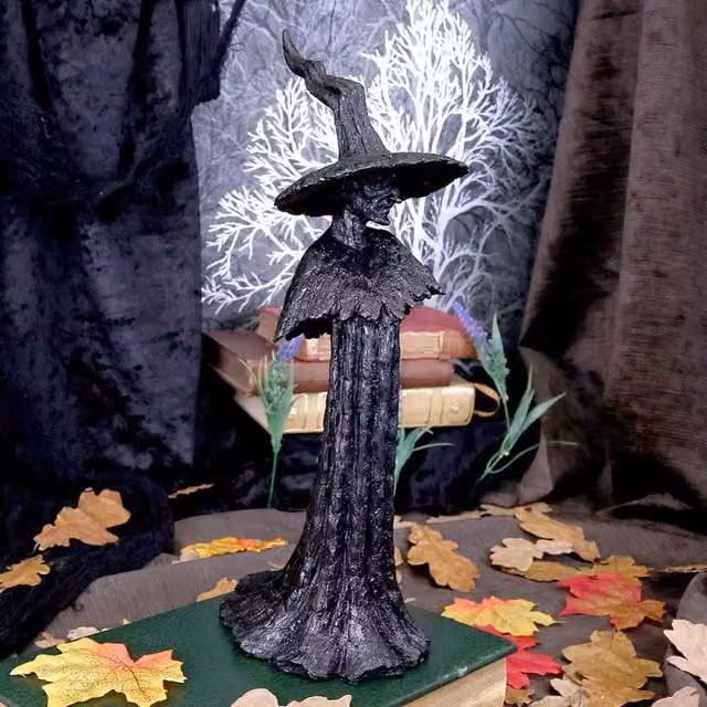 Nemesis Now Talyse Black Glittered Forest Witch Tabletop Ornament, Height: 30 cm