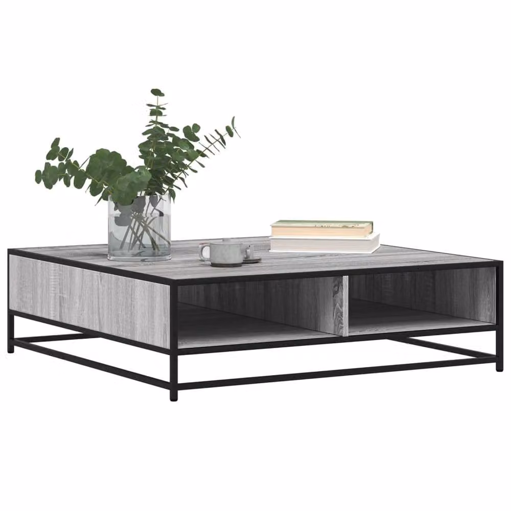 Berkfield Home Grey Sonoma Square Coffee Table with Metal Sled Base, W/D/H: 100 x 100 x 30 cm – 3