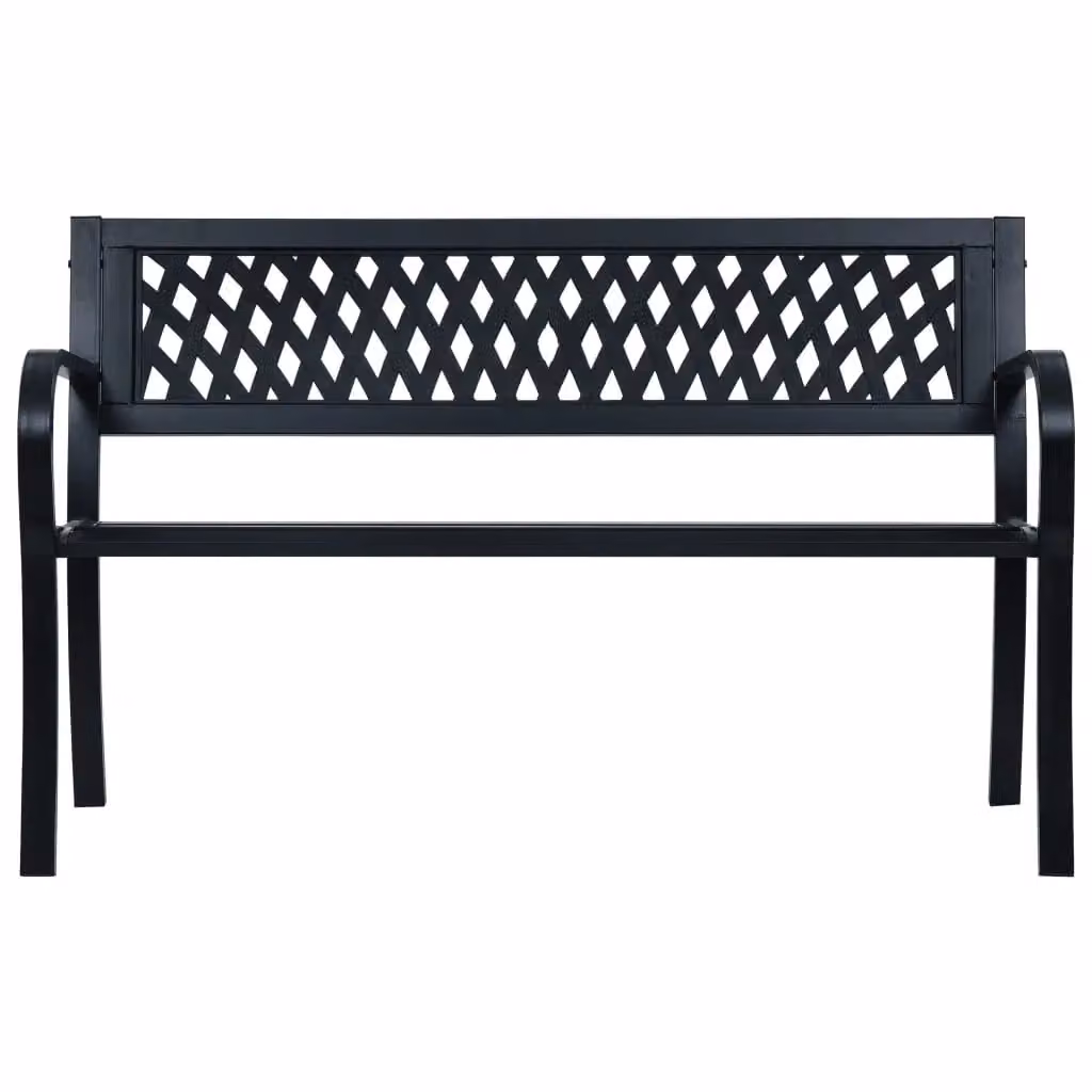 Berkfield Home Garden Bench in Matt Black Powder Coated Steel, Width: 125 cm – 2