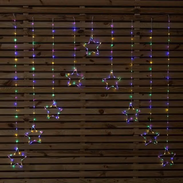 Samuel Alexander Multi Colour LED Star Curtain Christmas Lights, 1.2m