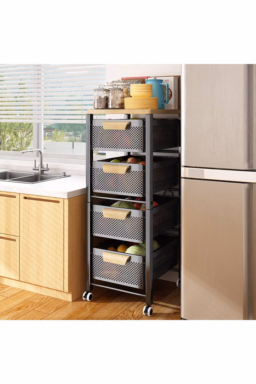 Living and Home 5-Tier Matt Black Metal Pull-Out Kitchen Storage Rack – 2