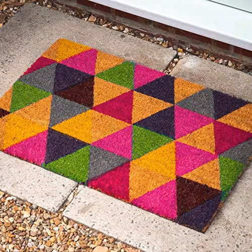 Nicola Spring Triangle Coir Door Mat, Brown and Multicolour, W: 60 cm, D: 40 cm – 4