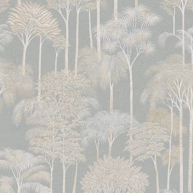 A.S. Création Cuba II Blue Botanical Palm Tree Non-Woven Vinyl Wallpaper