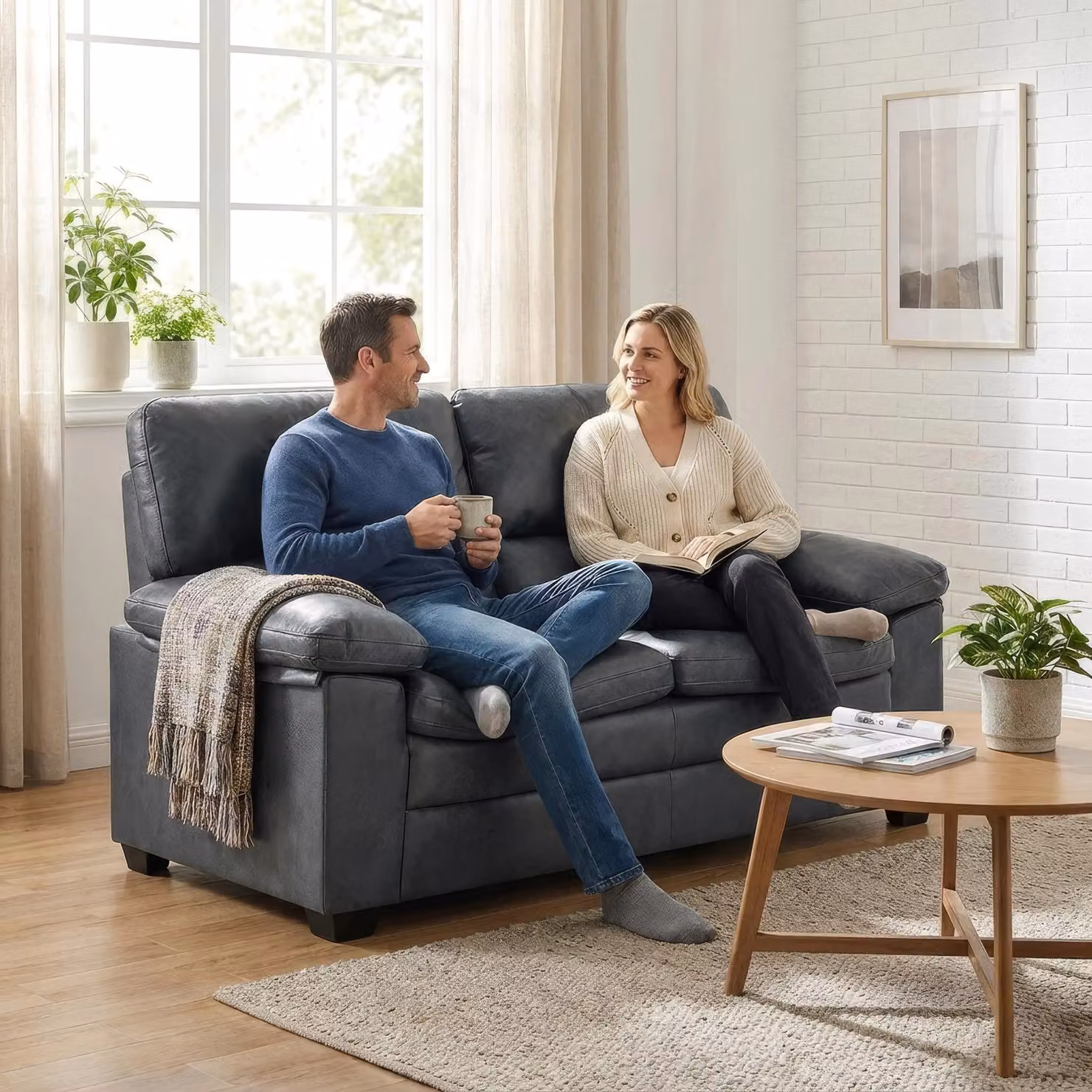 Bravich LTD Oxford Modern 1 Seater Faux Leather Sofa in Grey – 2