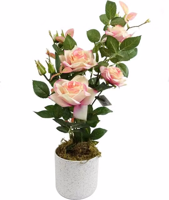 Leaf Design UK Pink Artificial Rose Tabletop Plant