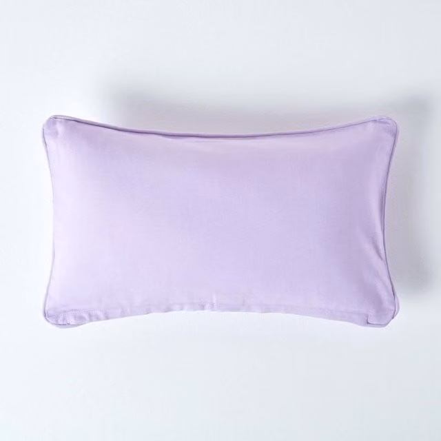 Homescapes Plain Cotton Cushion Cover, Purple, 50 x 50 cm