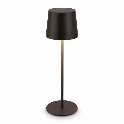 Briloner Black Rechargeable LED Table Lamp with Touch Control and Dimmable Warm White Light, H 33 cm x W 11 cm x D 11 cm